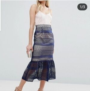 Asos pencil skirt with lace and pep hem detail sz US8